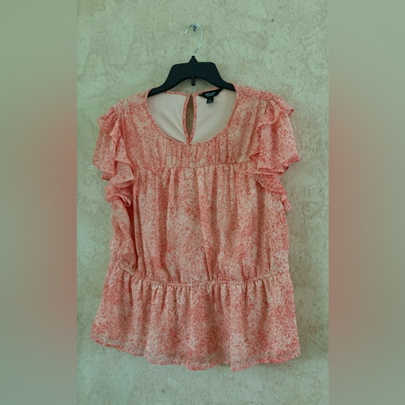 Simply Vera Vera Wang Coral Ruffle Blouse - Picture 2 of 4